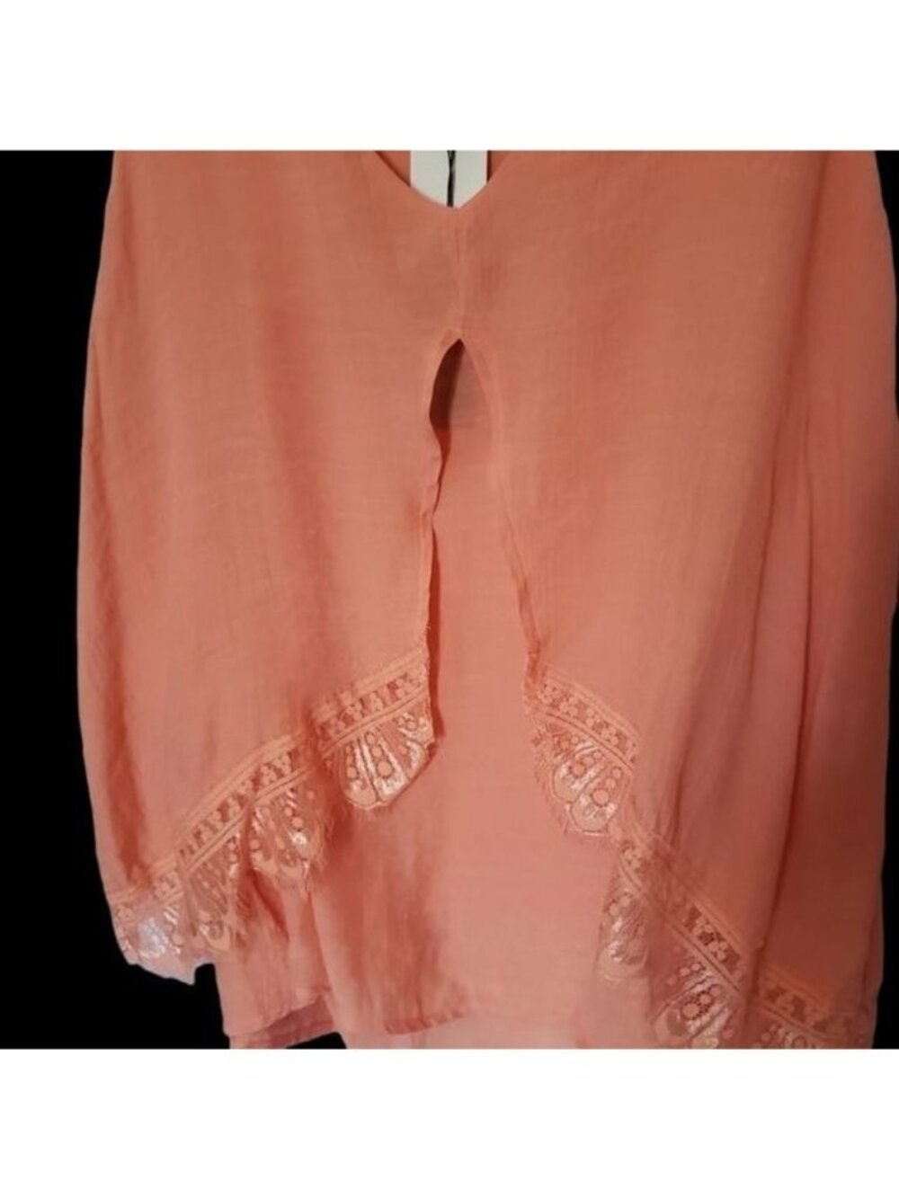 Melissa Paige Sleeveless Blouse W/Feminine Crochet Lace Trim Soft Peach Medium - Picture 5 of 8